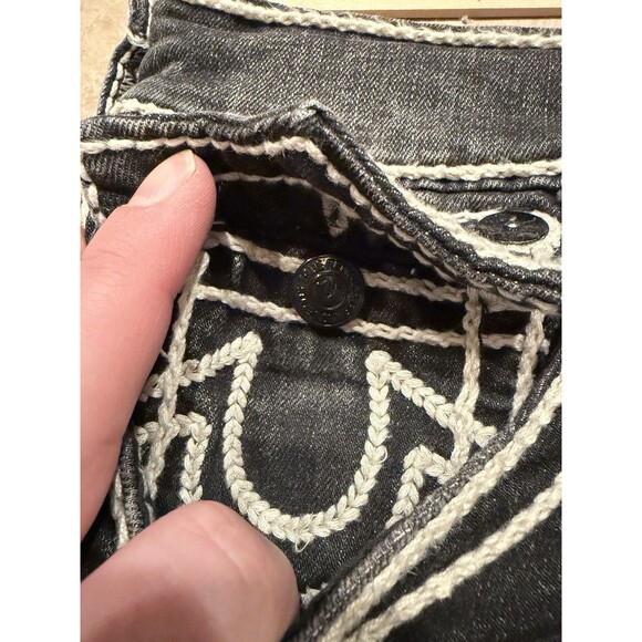 True Religion Ricky Jeans Mens 30x32 Black Relaxed Straight Denim Rope Flap - Picture 5 of 10